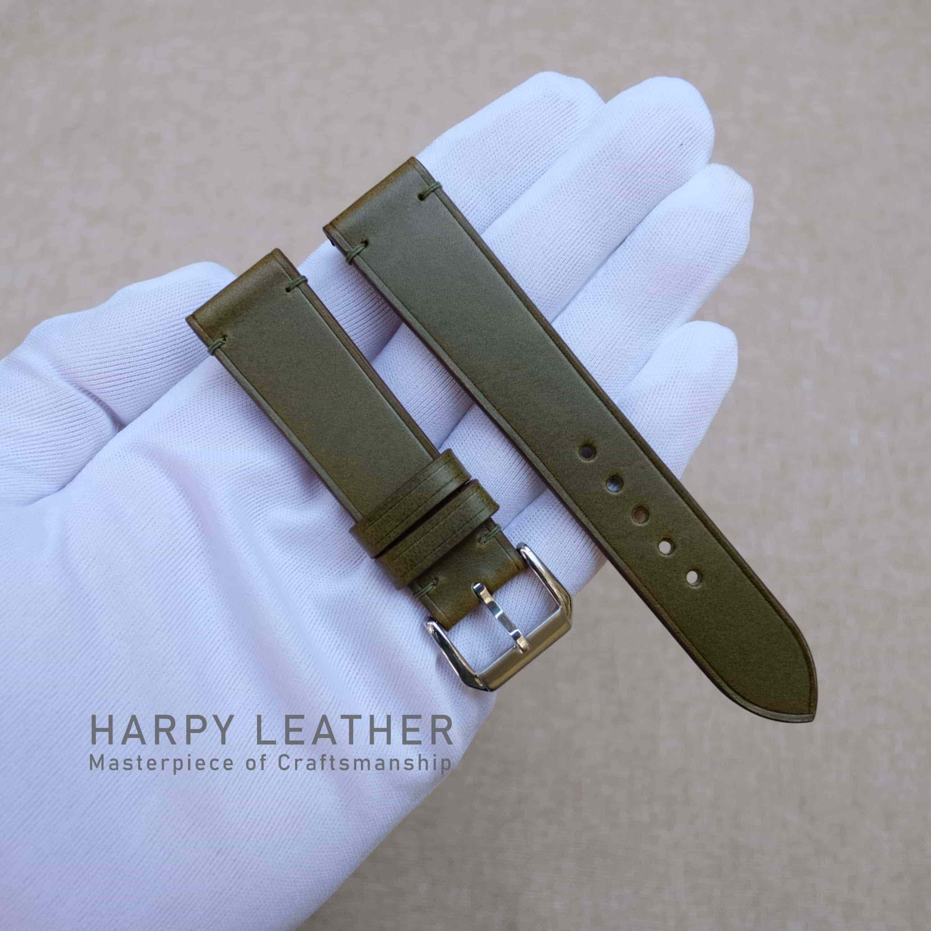 Slim watch strap - Thin leather watch strap - Handcraft